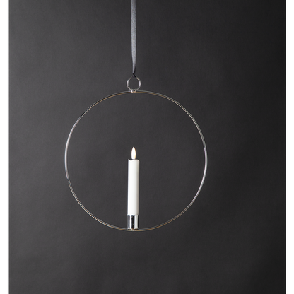 Ljusstake hängande Ring ink. LED ljus Silver