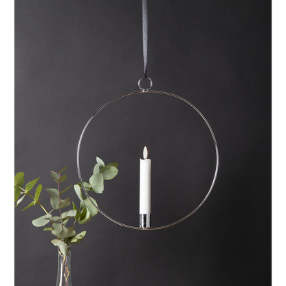 Ljusstake hängande Ring ink. LED ljus Silver