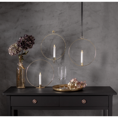 Ljusstake stående Ring ink. LED ljus Mässing