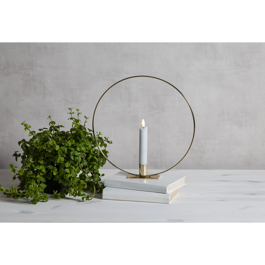 Ljusstake stående Ring ink. LED ljus Mässing