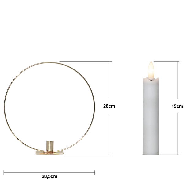 Ljusstake stående Ring ink. LED ljus Mässing