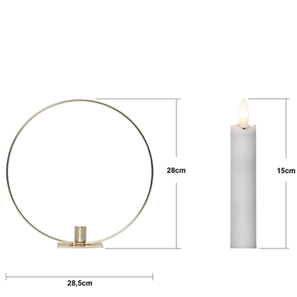 Ljusstake stående Ring ink. LED ljus Mässing