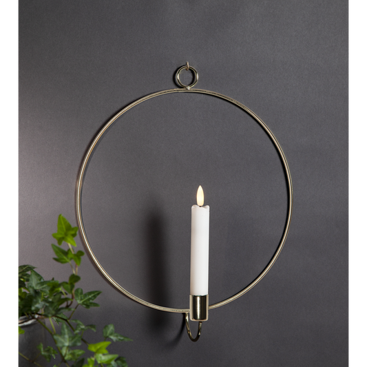 Ljusstake vägg Ring ink. LED ljus Mässing