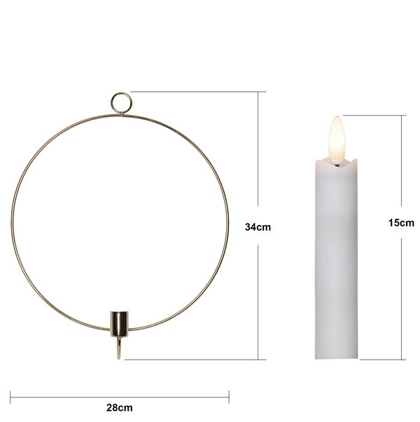Ljusstake vägg Ring ink. LED ljus Mässing