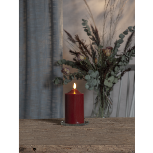 LED Blockljus Flamme Top Röd 15 cm