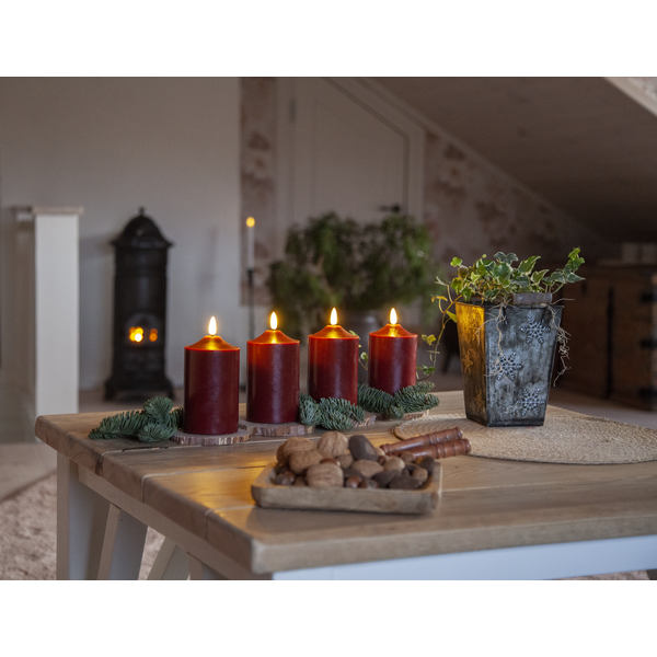 LED Blockljus Flamme Top Röd 15 cm