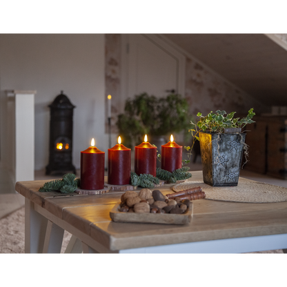 LED Blockljus Flamme Top Röd 15 cm