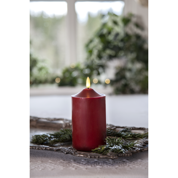 LED Blockljus Flamme Top Röd 15 cm