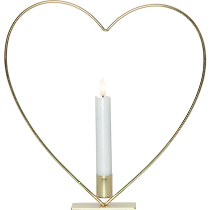 Ljusstake stående Hjärta ink. LED ljus Mässing