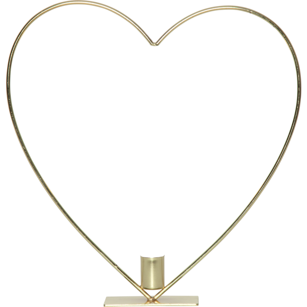 Ljusstake stående Hjärta ink. LED ljus Mässing