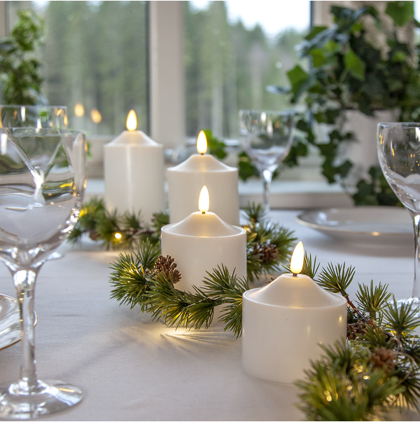 LED Blockljus Flamme Top Vit 9,5 cm