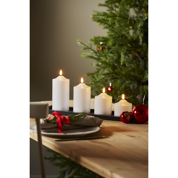 LED Blockljus Flamme Top Vit 12 cm