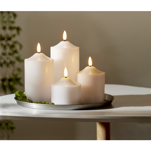 LED Blockljus Flamme Top Vit 12 cm