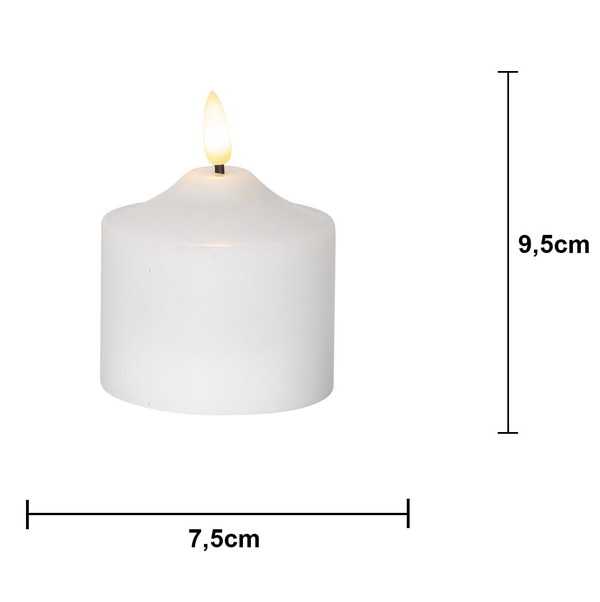LED Blockljus Flamme Top Vit 9,5 cm