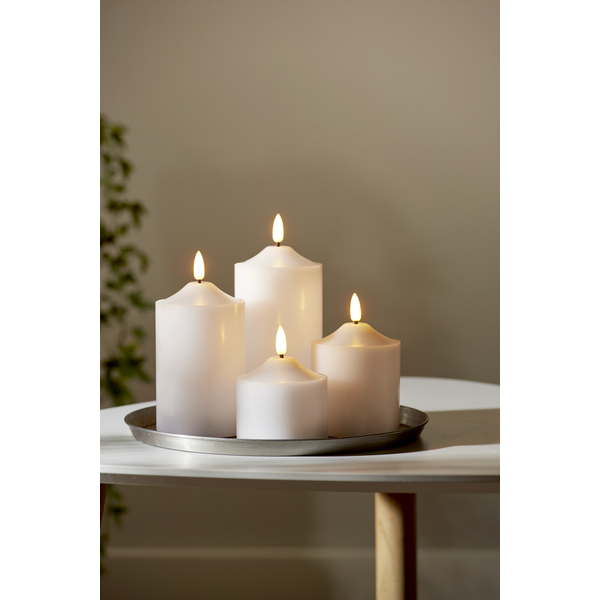 LED Blockljus Flamme Top Vit 9,5 cm