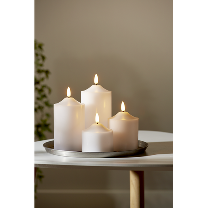 LED Blockljus Flamme Top Vit 9,5 cm