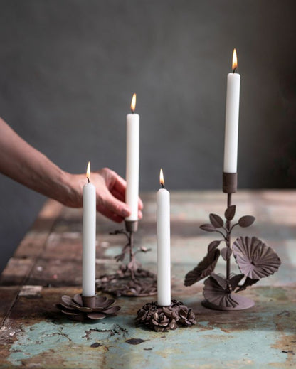 Ljusstake Floral 2-pack Brun Ø10x4cm I lager: Vecka 37