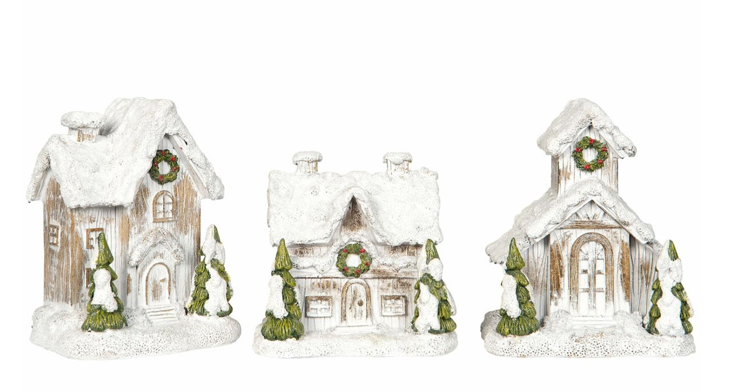 Juldekoration Inomhus 3-pack Hus Snöstad Mix