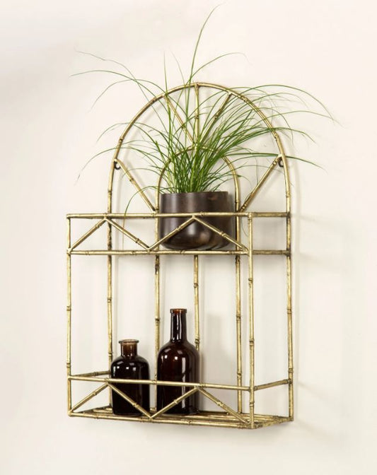 Vägghylla Metall Bambu Mässing 38x13x57,5cm