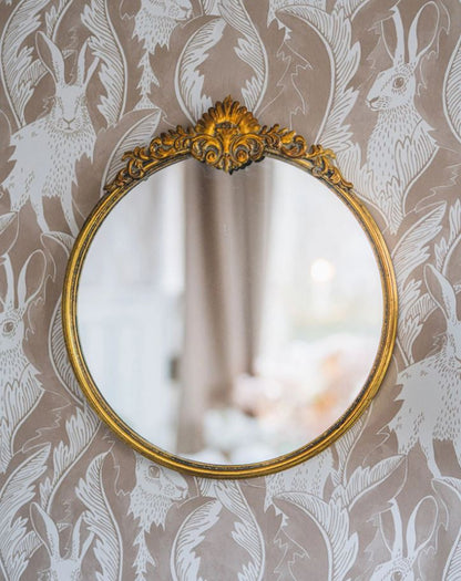Väggspegel Rund Ornament Guld 46,5x2,5x50cm