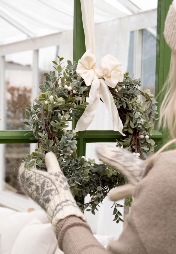 Jul diverse Krans Rimfrost Löv/Bär Ø35 cm