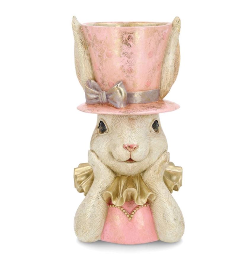 Påskdekoration Byst Fru Kanin Hatt Cirkus 34cm