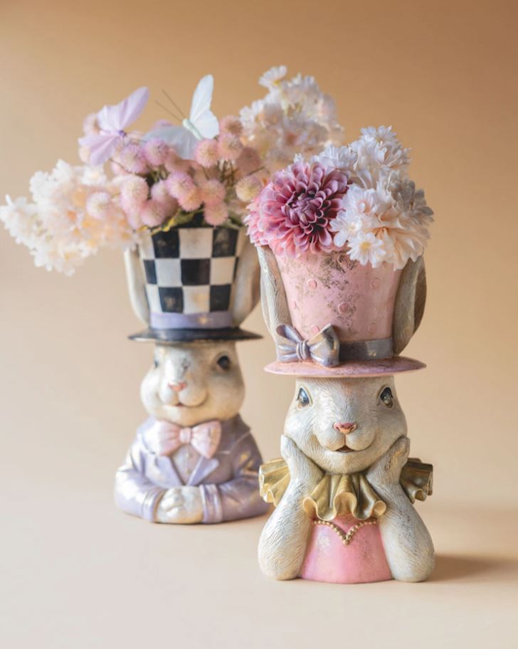 Påskdekoration Byst Fru Kanin Hatt Cirkus 34cm