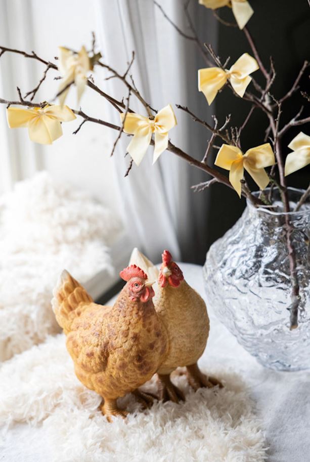 Påskdekoration Hönsduo 22 cm