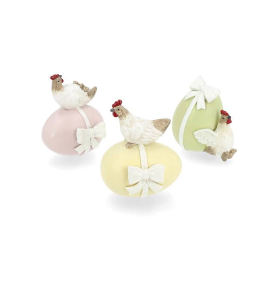 Påskdekoration Höna På Ägg Mix 3-pack 8 cm