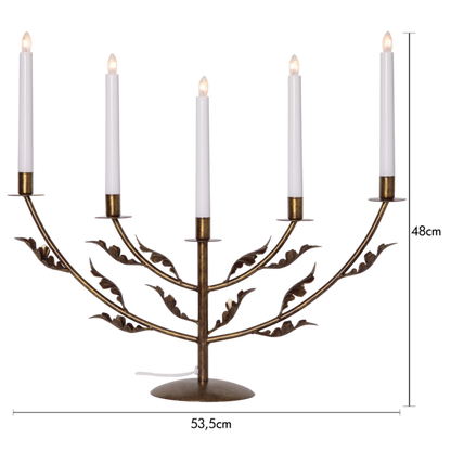 Adventsljusstake Eklöv 53,5x14x48 cm Mässing