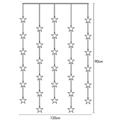 Belysning Jul Ljusgardin Star 90x120 cm