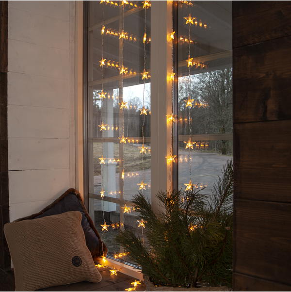 Belysning Jul Ljusgardin Star 90x200 cm