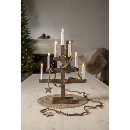 Belysning Jul Ljusslinga träpärlor brun 150 cm