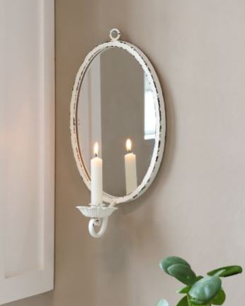 Ljusstake Vägg Ljuslampett H38/L19,5/B11 cm antik creme