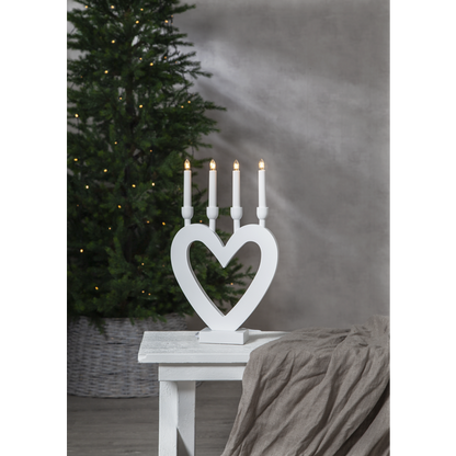 Adventsljusstake Hjärta 45 cm vit