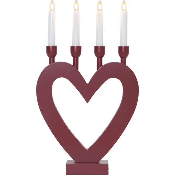 Adventsljusstake Hjärta 45 cm Röd