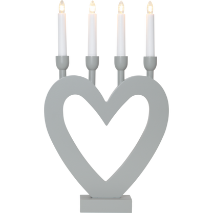 Adventsljusstake Hjärta 45 cm grå