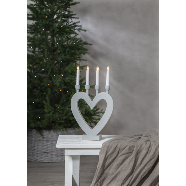 Adventsljusstake Hjärta 45 cm grå