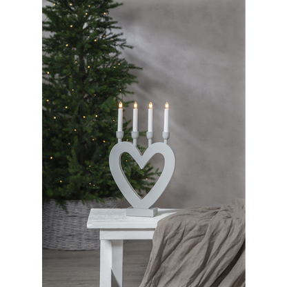 Adventsljusstake Hjärta 45 cm grå
