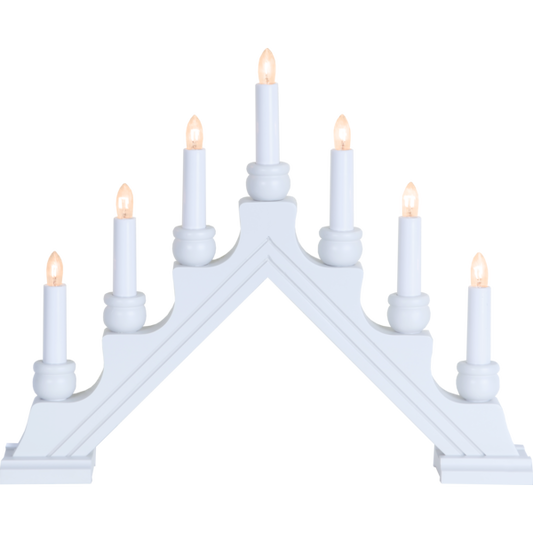 Adventsljusstake 7-armad träljusstake vit