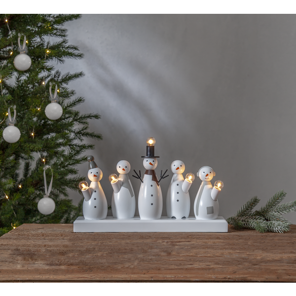 Adventsljusstake Snögubbar 33x9x21 cm