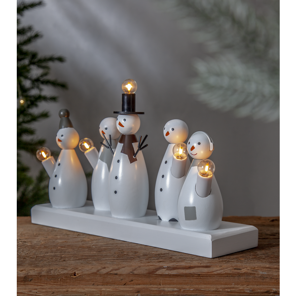 Adventsljusstake Snögubbar 33x9x21 cm
