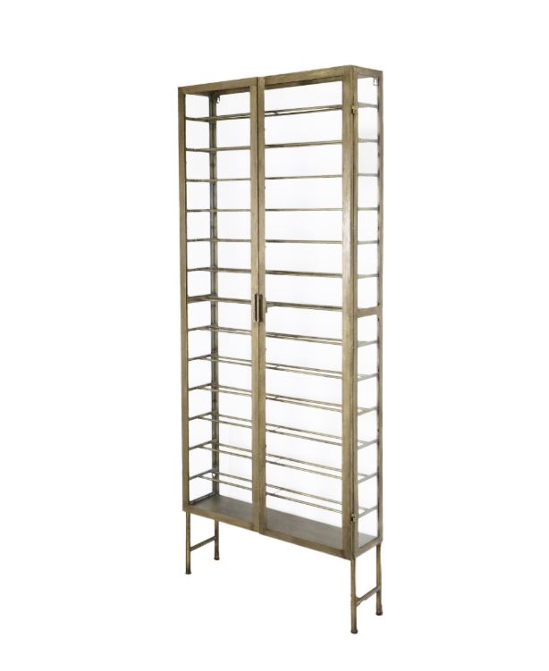 Vinställ med glasdörrar H194/L77/B22 cm Mässing drop