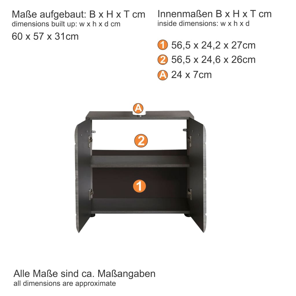 Badrumsunderskåp Line rökig silver