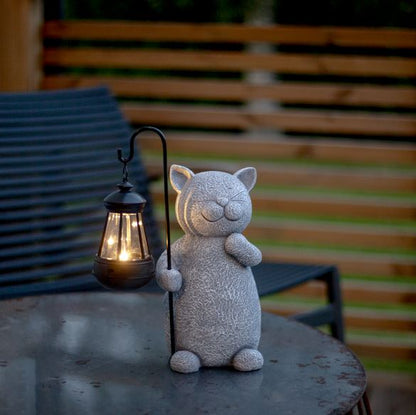 Trädgårdsbelysning DIV. Soldriven Katt med lykta I lager vecka 10