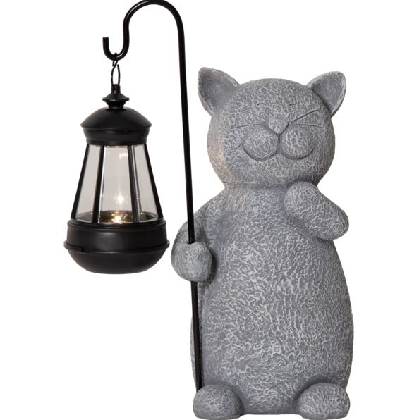 Trädgårdsbelysning DIV. Soldriven Katt med lykta I lager vecka 10