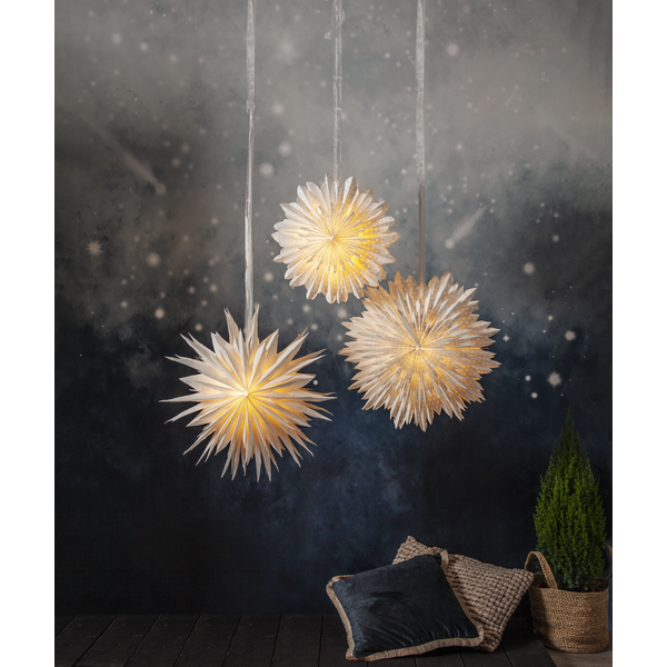 Adventsstjärna Pappersstjärna återvunnen bomull 45 cm vit