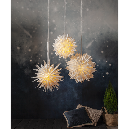 Adventsstjärna Pappersstjärna återvunnen bomull 45 cm vit