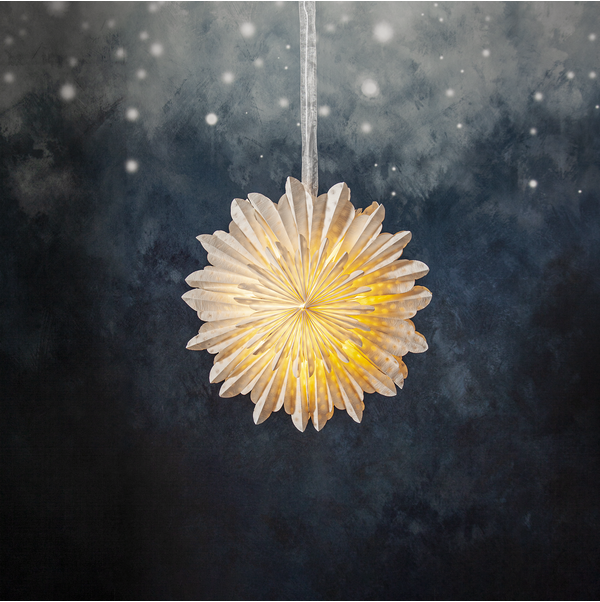 Adventsstjärna Pappersstjärna återvunnen bomull 45 cm vit
