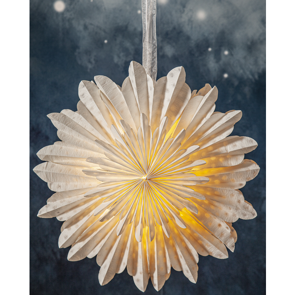 Adventsstjärna Pappersstjärna återvunnen bomull 45 cm vit